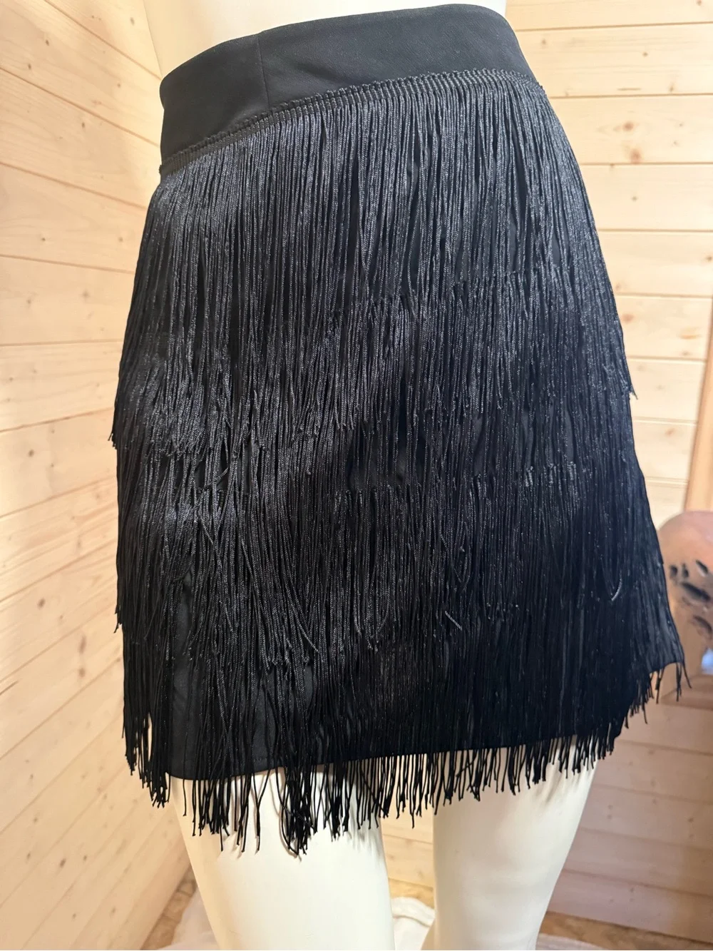 SHEIN Black Fringe Mini Skirt